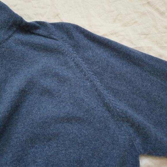 Neiman Marcus Cashmere Sweater Size L Blue Pullover Collared Quarter Button - Picture 10 of 11